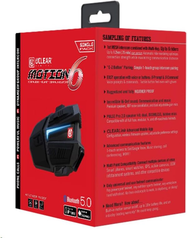 Uclear Digital Motion 6 Bluetooth Helmet Communication System - Single Kit - Image 2